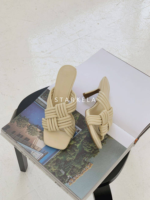 Cross Braided Slip On Heel